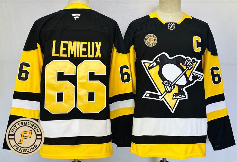 Men Pittsburgh Penguins #66 Lemieux Black Fanatics 2025 NHL Jersey style 5